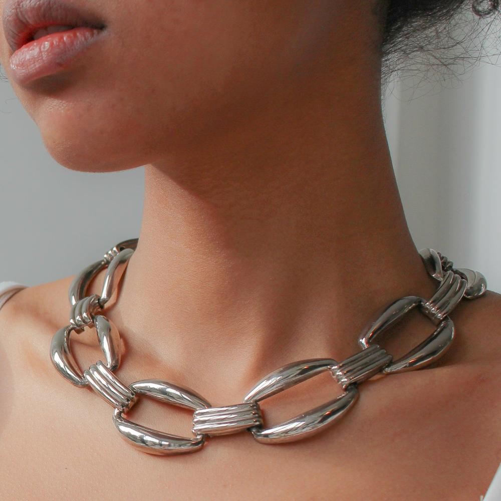 GIVENCHY Vintage 1980s Silver Plated Collar Necklace - Picture 2 of 6